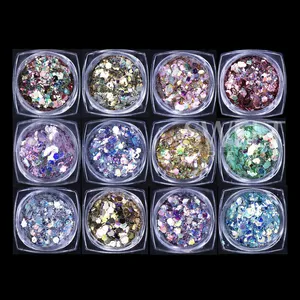 12 Couleurs Paillettes Holographiques Hexagonales pour Ongles, Flocons Brillants, Paillettes Iridescentes Épaisses, Décorations de Manucure, Fournitures pour Ongles - Product Image 6