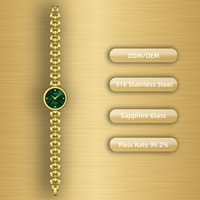 Montre à quartz élégante et simple pour femme, avec cristal saphir, aiguilles colorées, bracelet à maillons en chevrons, matériau de qualité 316, style professionnel