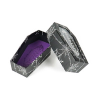 Boîte télescopique en carton noir gothique miniature YZ personnalisée, en forme de cercueil, avec doublure en éponge, fermeture magnétique et poignée, pour cadeaux de chocolat et cils