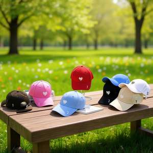 Angelina Heart Embroidered Baseball Cap 100% Cotton Adjustable Unisex 6-Panel Spring <b>Summer</b> Casual <b>Hat</b> - Product Image 4