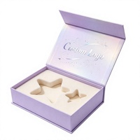 Boîte cadeau magnétique personnalisée avec logo, motif étoile scintillante argentée et impression sur le couvercle intérieur, pour emballage de bijoux