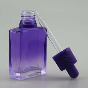 Botellas de Vidrio Rectangulares Moradas de 30 ml con Gotero y Tapa de Bambú para Aceites Esenciales, Superficie Estampada en Caliente, Sin Difusor de Varillas - Product Image 2