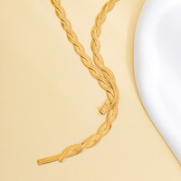 Collier T-stage en alliage plaqué or/argent, chaîne plate tressée en os de serpent, style européen et américain, simple et tendance pour femme