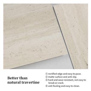 Finition mate de tuile de porcelaine d'aspect de <span class=keywords><strong>travertin</strong></span> ivoire pour la conception sans couture de plancher et de mur - Product Image 4