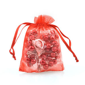 <span class=keywords><strong>Rosario</strong></span> Cattolico con Perle di Vetro Bianche e Nere da 8mm, Multicolore, con Immagine della Vergine Maria e Sacchetto - Product Image 4