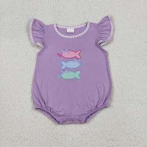 Conjunto de Ropa para Bebés con Bordado de Peces a Juego para Hermanos, Ecológico, de Spandex/Poliéster, con Romper Tipo Burbuja y Camiseta Informal - Product Image 5