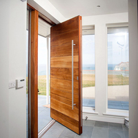 Porte Pivotante d'Entrée Principale Anti-Effraction, Extérieure, en Bois de Teck Massif, Écologique, Imperméable et Personnalisée pour Résidence