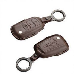 Funda de cuero para llave de coche para VW Volkswagen Golf 7 MK7 Tiguan MK2 PASSAT PHEV Skoda Octavia Kodiaq Karoq Seat Ateca <span class=keywords><strong>Leon</strong></span> - Product Image 1