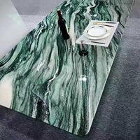 Table basse, table à manger, comptoir de cuisine, plateau de table en marbre de pierre moderne de luxe vert Aurora pour villa intérieure