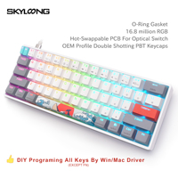 Teclado Skyloong con Tema de Mar Coral, Modelo SK61, Mecánico, Interruptores Ópticos Gateron Marrón/Rojo/Azul/Negro, RGB para Programación