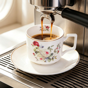 Ensemble tasse et soucoupe à café en céramique vintage à motifs floraux britanniques, pour le thé de l'après-midi, mug à thé noir, cadeau - Product Image 6