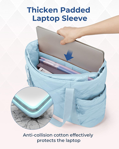 Sac fourre-tout matelassé pour femme avec compartiment pour ordinateur portable de 15,6 pouces, sac à main multi-poches, sac de voyage et de travail pour femme - Product Image 4