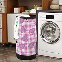Panier à linge portable de grande taille avec motif Hawaïen Palaka rose, imprimé Aloha Kalo, sac à linge avec bretelles