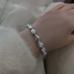 Bracelet en perles de Keshi d'eau douce naturelles sans pépins, bracelet étincelant - Product Image 5