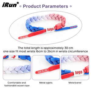<span class=keywords><strong>IRun</strong></span>, logotipo personalizado, pulseras tejidas deportivas de fútbol, cuerda hecha a mano, pulsera trenzada deslizante de Metal, pulsera de cordones de tenis - Product Image 2