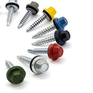 Tornillos Autoperforantes de Cabeza Hexagonal Pintados de Colores, Certificados ISO, de Acero al Carbono Zincado, Fijaciones para Techos, Arandela EPDM, Personalizados - Product Image 1
