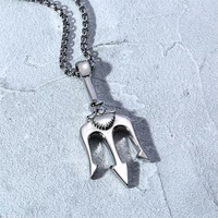 Pendentif personnalisé Sea King Poseidon Trident Bijoux de protection Cadeau de marin en acier inoxydable Collier amulette Grèce antique