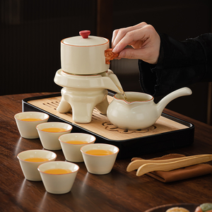 Service à thé en céramique et porcelaine de style chinois, couleur <span class=keywords><strong>pastel</strong></span>, moulin à pierre automatique, service à thé doux - Product Image 2