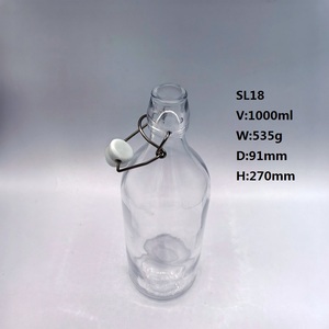 Bouteille en verre transparente ronde de 1000 ml (535 g) avec bouchon à bascule en métal, prix usine, fournisseur direct, <span class=keywords><strong>moins</strong></span> <span class=keywords><strong>cher</strong></span> - Product Image 6