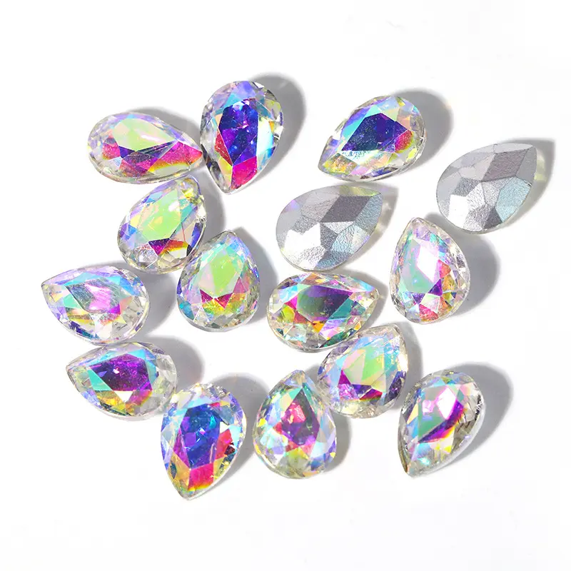 Todas as Cores Ab Disponíveis Cristal Sew On Stones Tear Drop Glass Flat Voltar Sew On Crystal For Women Dress