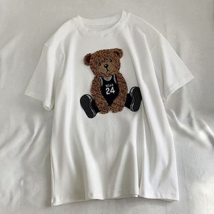 T-shirt con Logo personalizzato produttore Little Fly Bird T-shirt ricamata girocollo creativa Unisex T-shirt ricamata con asciugamano fantasia - Product Image 3