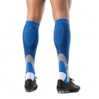 Chaussettes de compression color block, longueur genou, respirantes, avec soutien de la voûte plantaire, talon rembourré, antidérapantes, pour activités sportives et fitness en extérieur
