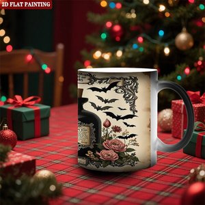 Frosted Black 11oz <b>Ceramic</b> Mug Heat Sensitive Blank <b>Cup</b> For Festival Gift - Product Image 2