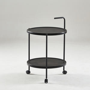 लिविंग रूम में व्हील सोफा साइड टेबल के साथ साइड टेबल प्लास्टिक चलती ट्रॉली 2 लेयर स्टोरेज शेल्फ धारक - Product Image 1