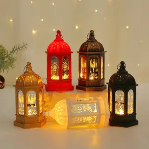 New arrived Muslim Ramadan Decor Wind Lamp Eid Mubarak Led Lantern Ramadan Golden Iron Crafts Hanging Lantern Party