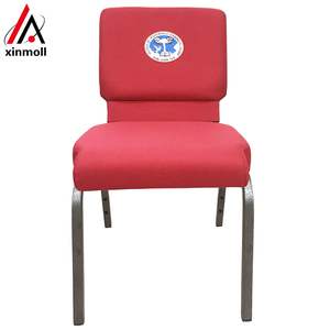 Chaise de culte en métal rouge avec logo personnalisé et poche arrière dans un cadre argenté, prix de gros - Product Image 5