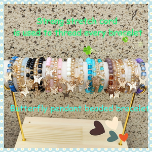 Bộ vòng tay phong cách boho đính hạt hình bướm, mặt dây chuyền đất sét mềm mại thanh lịch, điểm nhấn đá pha lê dành cho nữ, màu sắc ngẫu nhiên, thích hợp cho các buổi tiệc - Product Image 6