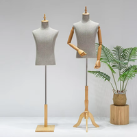 Mannequin de veste à prix de gros, torse debout factice, Mannequin pour hommes, bras en bois, demi-corps supérieur, Mannequin masculin pour affichage de costumes