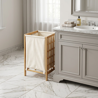 Panier à linge en bambou avec doublure, grand format, pour vêtements sales, chariot de rangement pour buanderie - Offre Spéciale