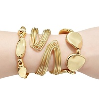 Ensemble de bracelets multicouches superposés géométriques exagérés style punk ouvert avec perles CCB, pour femme, été, style euro-américain transfrontalier