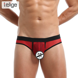 Sous-vêtements sexy taille basse personnalisés <span class=keywords><strong>pour</strong></span> hommes culottes gays strings avec logo à la taille tissu tricoté - Product Image 3