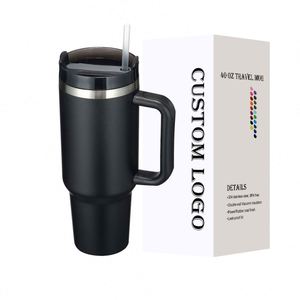 Venta al por mayor a granel de gran capacidad de acero inoxidable 40Oz taza de coche al aire libre llevar pajita vaso de hielo con asa logotipo personalizado - Product Image 1