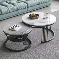 Ensemble de table basse moderne avec plateau en dalle de quartz et pieds en acier inoxydable, design durable pour le salon et la chambre à coucher