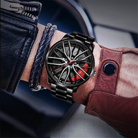 Montre-Bracelet de Luxe pour Homme 2023 de Grande Marque, Cadran 3D, Sportive à Quartz, en Acier Inoxydable, au Design de Jante de Voiture