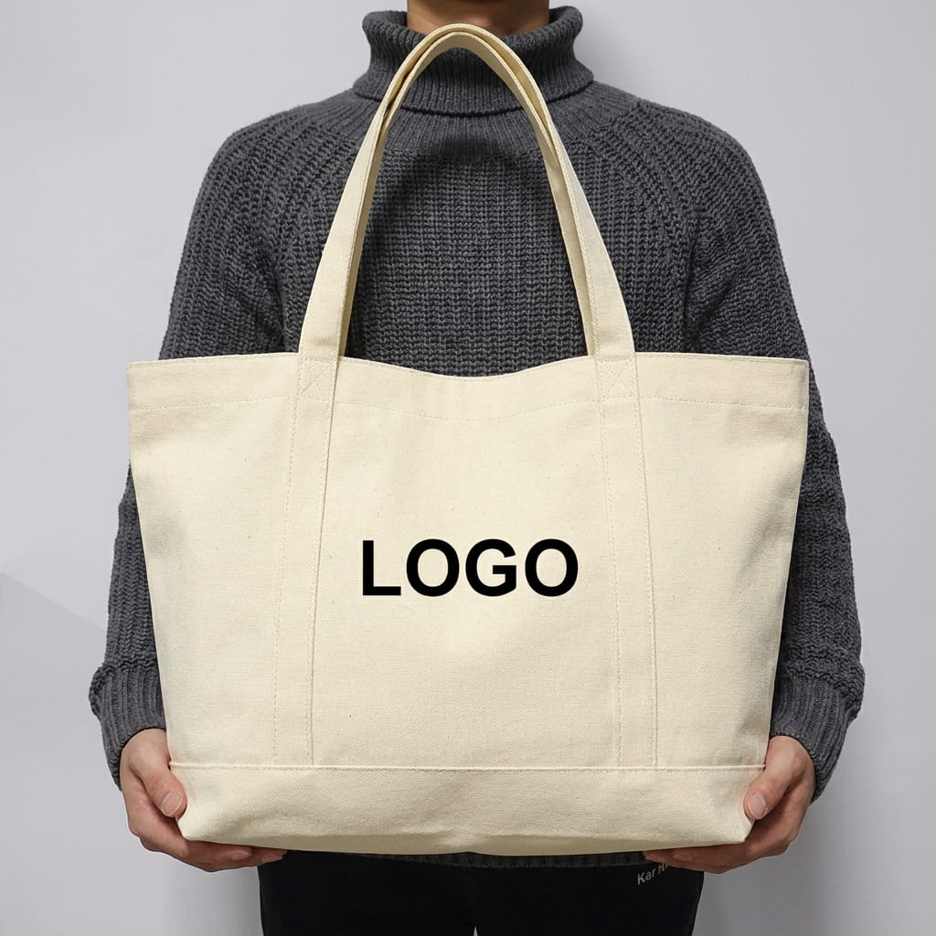 Custom Logo Ordinary Large Size Printing Environmental Protection Recycling Reuse Sublimation Beach Shopping Tote Cotton Bag