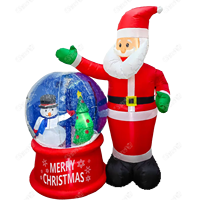Decoración Navideña Inflable de Santa Claus, Duende y Reno, Decoración Navideña Inflable para Jardín y Patio Exterior