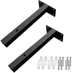 Support mural triangulaire fixe en bois <span class=keywords><strong>et</strong></span> métal pour étagère, support mural droit pour micro-ondes <span class=keywords><strong>et</strong></span> accessoires <span class=keywords><strong>de</strong></span> quincaillerie - Product Image 1