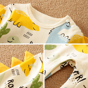 Vêtements pour bébés nouveau-nés, Combinaison pour bébé, Printemps et automne, Manches longues, 100% coton, Combinaison pleine de dinosaures - Product Image 3