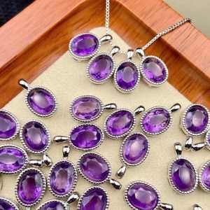 Natural Gemstone Jewelry Silver Fine Jewelry Crystal Healing Stone Natural <b>Amethyst</b> <b>Pendant</b> Necklace - Product Image 1