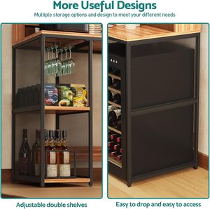 Étagère de rangement autoportante de style industriel pour bureau, mini-réfrigérateur, support pour <span class=keywords><strong>four</strong></span> à <span class=keywords><strong>micro</strong></span>-ondes, étagère de cuisine réglable pour pâtissiers - Product Image 5