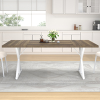 Table de salle à manger en bois brûlé pour usage commercial, avec pieds en bois renforcés, pour restaurant, café, bar