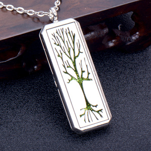 Aromatherapy <strong>Diffuser</strong> Jewelry Rectangle Stainless Steel Magnetic Locket Essential Oil Perfume <strong>Necklace</strong> - Product Image 3