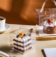 Boîte à gâteau carrée haute transparente en plastique, boîte d'emballage pour mousse d'anniversaire avec poignée, en plastique du Guangdong