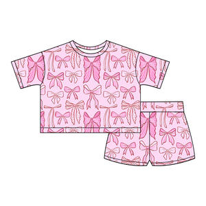 Conjunto de Pijama de 2 Piezas para Bebés y Niños, 95% Bambú, 5% Spandex, Manga Corta y Pantalones, Ropa de Dormir - Product Image 4