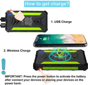 Водонепроницаемый двойной порт USB Type C светодиодная вспышка света беспроводной Power Bank портативный заряжатель сотового телефона Солнечной Энергии Солнечное зарядное устройство Power Bank 36000 мАч - Product Image 6