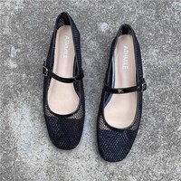 Chaussures Mary Jane Ballerines Originales Classiques de Haute Qualité pour Filles, Sandales Plates en Maille, Chaussures de Ballet Résille en Cuir à Bride pour Femmes